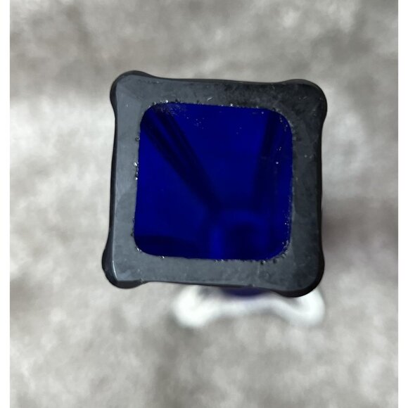 LOT of 2 Cobalt Blue Glass Vase 12" and Cobalt Blue Sundae Glass 6" Collectible - Picture 6 of 10